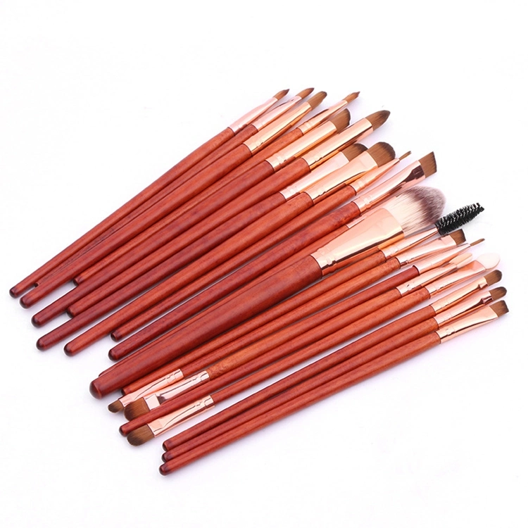 Hot Seller on Amazon 20PCS Red Wood Handle Eyeshadow Eyebrow Eyeliner Makeup Brushes Set Wholesale