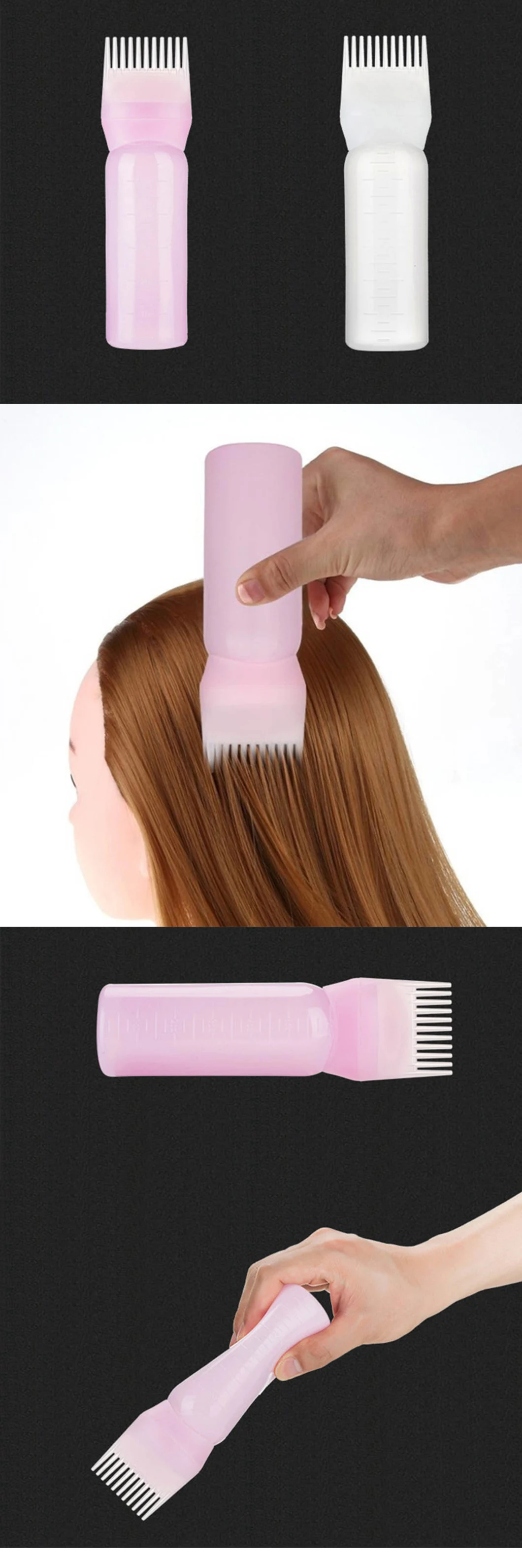 Empty Hair Dye Shampoo Bottle with Applicator Brush Dispensing Salon Hair Coloring Dyeing Bottle Hairdressing Styling Tool