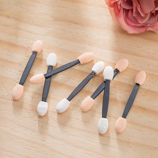 50 個のアイシャドウ アプリケーター 両面アイメイクアップ アプリケーター ショート スポンジ アイシャドウ アプリケーター 女性 女の子用 (ブラック)