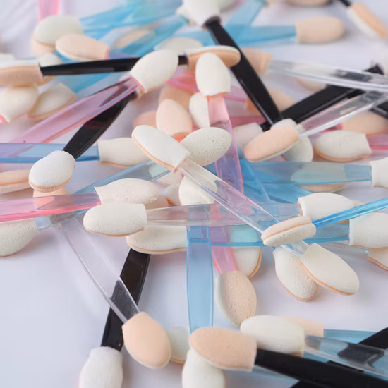 両面アイシャドウ アプリケーター ブラシ、ダブルヘッド楕円形スポンジ メイクアップ ブラシ、ツートン アイシャドウ アプリケーター